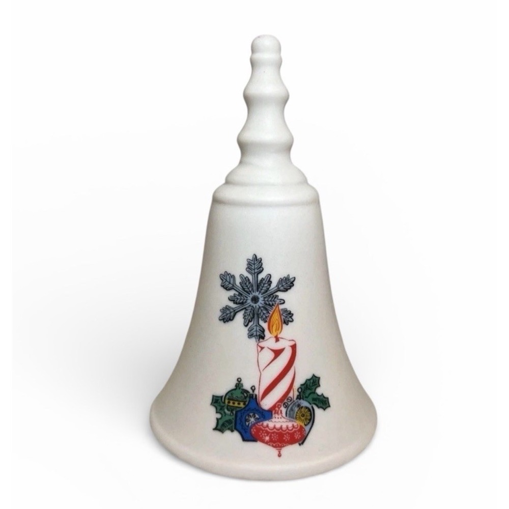 Christmas Bell Ornament 1983 Vintage Ceramic Hand Painted Holiday Decor